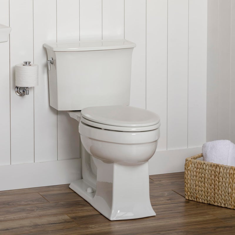 Mayfair Cameron White Toilet Seat, Non Slip Heavy Duty Wood, Easy Clean, Made in USA, Elongated - Image 3